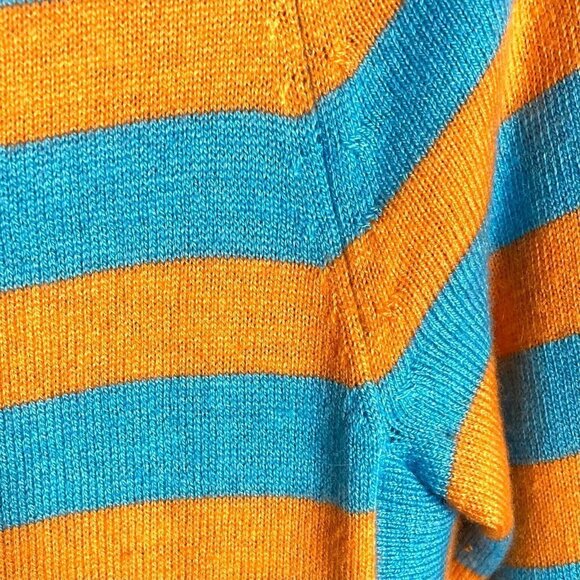 Soft Surroundings Orange Blue Striped Viscose Wool Cashmere Sweater‎ Cozy Sz XS - Picture 8 of 8
